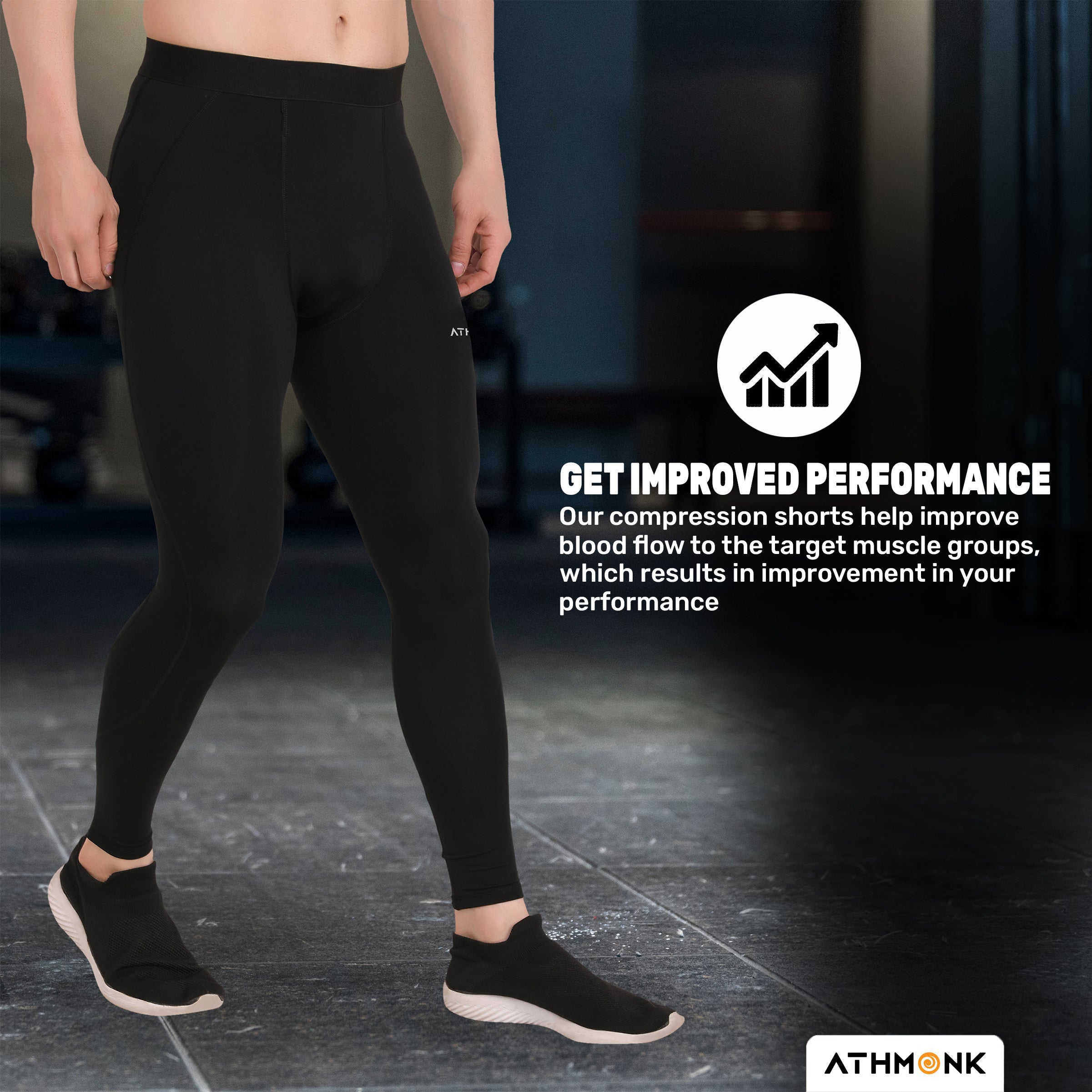 Athmonk Compression Nylon Lycra Lower Leggings Tights Yoga Pants for Men